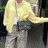 image:imageCHARTOU Women Fuzzy Wool Cardigan Sweater Fall Slouchy Balloon Long Sleeve Button Down Knit Sweater CoatYellow