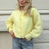 image:imageCHARTOU Women Fuzzy Wool Cardigan Sweater Fall Slouchy Balloon Long Sleeve Button Down Knit Sweater CoatYellow