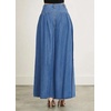 image:imageCHARTOU Women High Waist Baggy Jeans Pleated Flared Wide Leg Patchwork Flowy Denim Pants with PocketsBlue