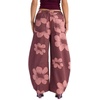 image:imageCHARTOU Women Pull On Barrel Jeans Floral Elastic Waist Denim Pants Baggy Wide Leg Jeans SweatpantsWine