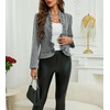 image:imageCHARTOU Women Ruffle Peplum Jean Crop Jacket Coat Fall Spring Lightweight Open Front Long Sleeve OutwearGrey