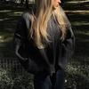 image:imageCHARTOU Women Slouchy Button Down Crop Cardigan Sweater Oversized Fall Winter Flared Long Sleeve TopDark Grey