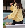 image:imageCHARTOU Women Slouchy Button Down Crop Cardigan Sweater Oversized Fall Winter Flared Long Sleeve TopYellow