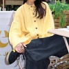 image:imageCHARTOU Women Slouchy Button Down Crop Cardigan Sweater Oversized Fall Winter Flared Long Sleeve TopYellow
