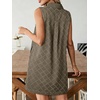 image:imageCHARTOU Women Summer Denim Mini Dress Argyle V Neck Buttons Sleeveless Shift Jean Dress with PocketsGreen