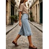 image:imageCHARTOU Women Y2k Polka Dot Jean Shorts Summer Casual Long Knee Length Denim Bermuda Shorts with Ruffle HemBlue