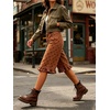 image:imageCHARTOU Women Y2k Polka Dot Jean Shorts Summer Casual Long Knee Length Denim Bermuda Shorts with Ruffle HemBrown