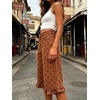 image:imageCHARTOU Women Y2k Polka Dot Jean Shorts Summer Casual Long Knee Length Denim Bermuda Shorts with Ruffle HemBrown