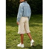 image:imageCHARTOU Women Y2k Polka Dot Jean Shorts Summer Casual Long Knee Length Denim Bermuda Shorts with Ruffle HemPink