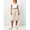 image:imageCHARTOU Women Y2k Polka Dot Jean Shorts Summer Casual Long Knee Length Denim Bermuda Shorts with Ruffle HemPink
