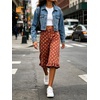 image:imageCHARTOU Women Y2k Polka Dot Jean Shorts Summer Casual Long Knee Length Denim Bermuda Shorts with Ruffle HemWine