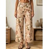 image:imageCHARTOU Womens Mid Rise Cropped Wide Leg Jeans Baggy Y2k Floral Denim Ankle Pants Boho Print Palazzo JeansKhaki