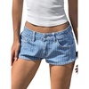 image:imageCHARTOU Low Rise Y2k Jean Shorts for Women Summer Hot Pinstripe Mini Denim Shorts with PocketsLight Blue