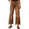image:imageCHARTOU Ripped Flare Jeans for Women High Waisted Bell Bottom Wide Leg Cropped Jeans Distressed Baggy PantsBrown