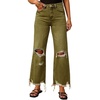 image:imageCHARTOU Ripped Flare Jeans for Women High Waisted Bell Bottom Wide Leg Cropped Jeans Distressed Baggy PantsGreen