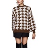 image:imageCHARTOU Women Fall Winter Color Block Pullover Sweater Geometric Checkered Balloon Long Sleeve Knitted TopBrown