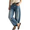 image:imageCHARTOU Women Floral Barrel Jeans Patchwork Boyfriend Baggy Wide Leg Denim Pants Y2k Patchwork Summer JeansBlue