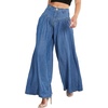 image:imageCHARTOU Women High Waist Baggy Jeans Pleated Flared Wide Leg Patchwork Flowy Denim Pants with PocketsBlue