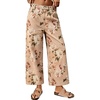 image:imageCHARTOU Womens Mid Rise Cropped Wide Leg Jeans Baggy Y2k Floral Denim Ankle Pants Boho Print Palazzo JeansKhaki