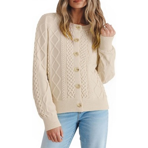 image:imageCHARTOU Oversized Chunky Cable Knit Sweater for Women Open Front Cardigan Trendy 2025 Fall Fashion OutfitsApricot