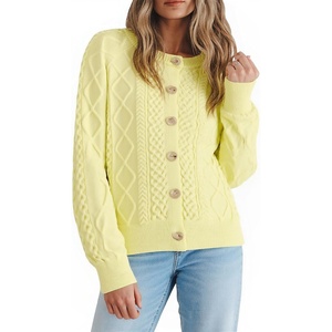 image:imageCHARTOU Oversized Chunky Cable Knit Sweater for Women Open Front Cardigan Trendy 2025 Fall Fashion OutfitsYellow