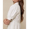 image:imageCHARTOU Button Down Denim Shirt Women Cute Puff Sleeve Short Tops Peter Pan Collar Peplum Jean BlouseBeige