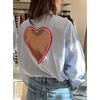 image:imageCHARTOU Women Striped Shirt Top Lapel Button Down Long Sleeve Heart Cutout Oversized BlousesBlue