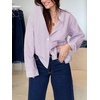 image:imageCHARTOU Women Striped Shirt Top Lapel Button Down Long Sleeve Heart Cutout Oversized BlousesPink