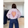 image:imageCHARTOU Women Striped Shirt Top Lapel Button Down Long Sleeve Heart Cutout Oversized BlousesPink