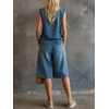 image:imageCHARTOU Womens 2 Piece Denim Outfit Set V Neck Sleeveless Tank Top Wide Leg Jean Shorts Summer Matching SuitBlue