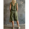 image:imageCHARTOU Womens 2 Piece Denim Outfit Set V Neck Sleeveless Tank Top Wide Leg Jean Shorts Summer Matching SuitGreen