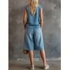 image:imageCHARTOU Womens 2 Piece Denim Outfit Set V Neck Sleeveless Tank Top Wide Leg Jean Shorts Summer Matching SuitLight Blue