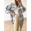 image:imageCHARTOU Womens Plaid Shacket Brushed Wool Mohair Loose Fit Short Shirt Jacket CoatGrey