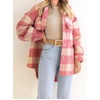 image:imageCHARTOU Womens Plaid Shacket Brushed Wool Mohair Loose Fit Short Shirt Jacket CoatPink