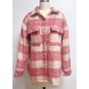 image:imageCHARTOU Womens Plaid Shacket Brushed Wool Mohair Loose Fit Short Shirt Jacket CoatPink
