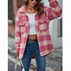 image:imageCHARTOU Womens Plaid Shacket Brushed Wool Mohair Loose Fit Short Shirt Jacket CoatPink
