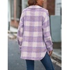 image:imageCHARTOU Womens Plaid Shacket Brushed Wool Mohair Loose Fit Short Shirt Jacket CoatPurple