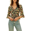image:imageCHARTOU Women Floral Boho Blouses Top Ruffle V Neck Tie Front Flared 34 Sleeve Cottagecore Summer TopFloral