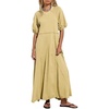 image:imageCHARTOU Women Puff Sleeve Maxi Dress Flowy Patchwork Ruffle Hem Long Tshirt Summer Casual Loose Tunic DressYellow
