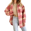 image:imageCHARTOU Womens Plaid Shacket Brushed Wool Mohair Loose Fit Short Shirt Jacket CoatPink
