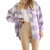 image:imageCHARTOU Womens Plaid Shacket Brushed Wool Mohair Loose Fit Short Shirt Jacket CoatPurple