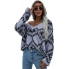 image:imageCHARTOU Womens Oversized V Neck Diamond Knitted Sweater Pullover KnitwearGrey