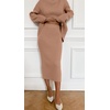 image:imageWomen Two Piece Skirt Set Sweater Dress Turtleneck Long Sleeve Rib Knit Sweater Set Outfit Bodycon SkirtAmber