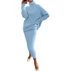image:imageWomen Two Piece Skirt Set Sweater Dress Turtleneck Long Sleeve Rib Knit Sweater Set Outfit Bodycon SkirtLight Blue