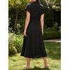 image:imageCHARTOU Women Button Down Linen Dress Summer Cap Sleeve Belted Flowy A Line Midi Long Shirt Dress with PocketsBlack