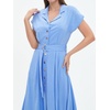 image:imageCHARTOU Women Button Down Linen Dress Summer Cap Sleeve Belted Flowy A Line Midi Long Shirt Dress with PocketsBlue