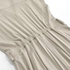 image:imageCHARTOU Women Button Down Linen Dress Summer Cap Sleeve Belted Flowy A Line Midi Long Shirt Dress with PocketsKhaki