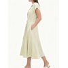 image:imageCHARTOU Women Button Down Linen Dress Summer Cap Sleeve Belted Flowy A Line Midi Long Shirt Dress with PocketsLight Khaki
