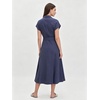 image:imageCHARTOU Women Button Down Linen Dress Summer Cap Sleeve Belted Flowy A Line Midi Long Shirt Dress with PocketsNavy
