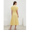 image:imageCHARTOU Women Button Down Linen Dress Summer Cap Sleeve Belted Flowy A Line Midi Long Shirt Dress with PocketsYellow